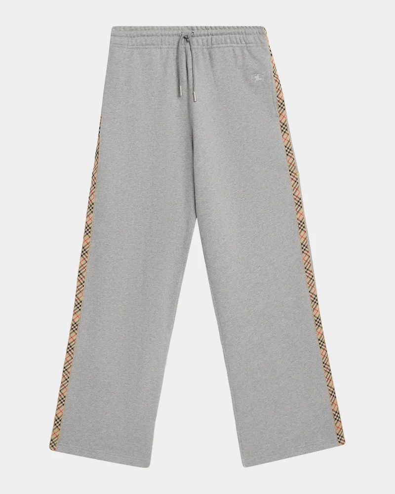 Jodie Check Side-Stripe Straight-Leg Track Pants