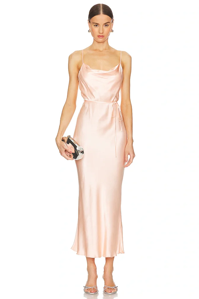 La Lune Bias Cowl Midi Dress