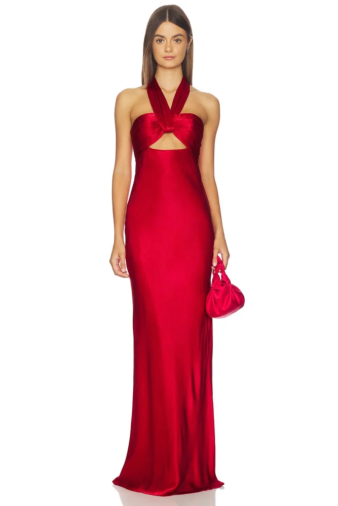 Tatum Ruched Halter Maxi Dress