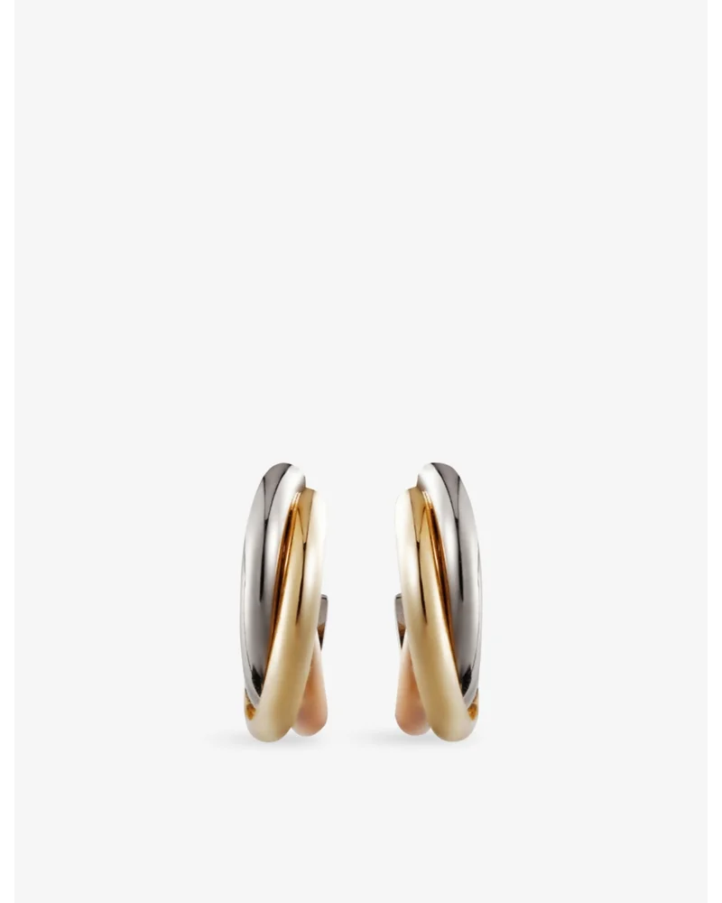 Trinity mini 18ct yellow, rose and white gold hoop earrings