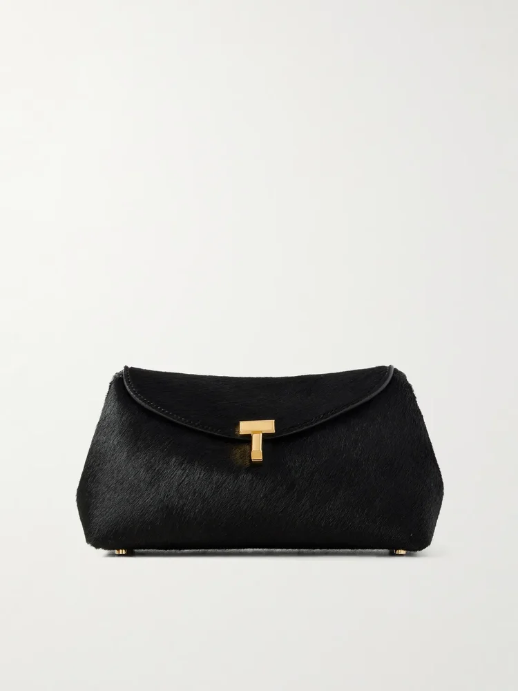 T-Lock mini calf hair clutch