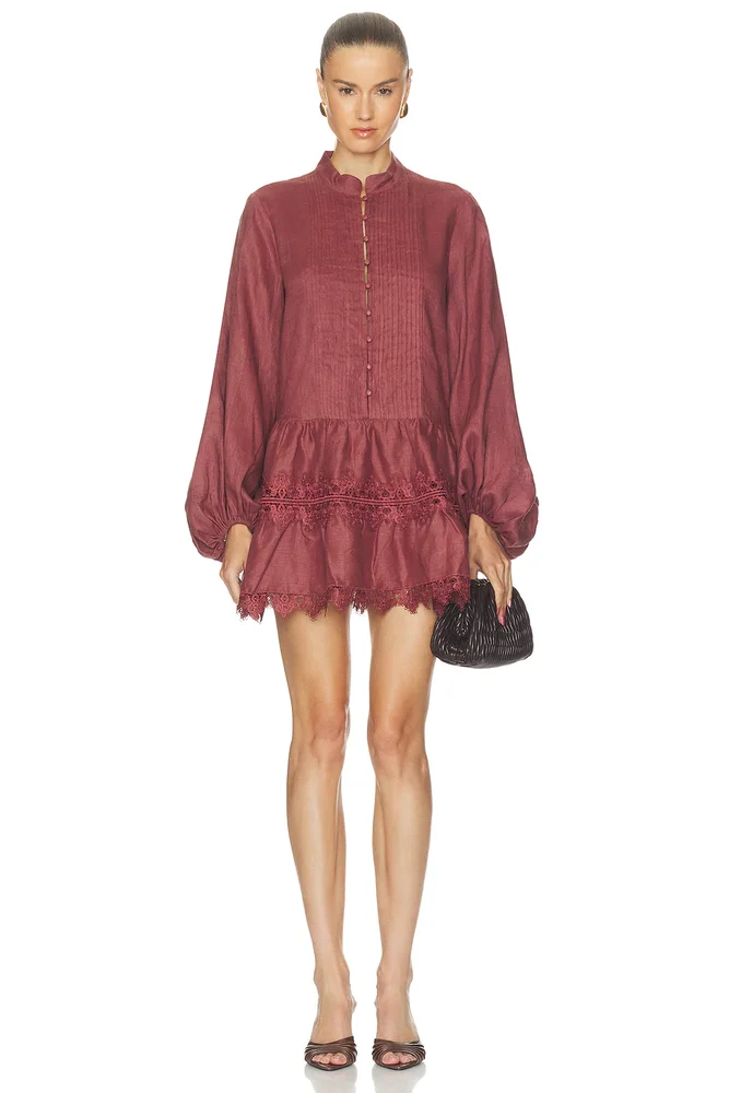Antonia Lace Trim Mini Dress