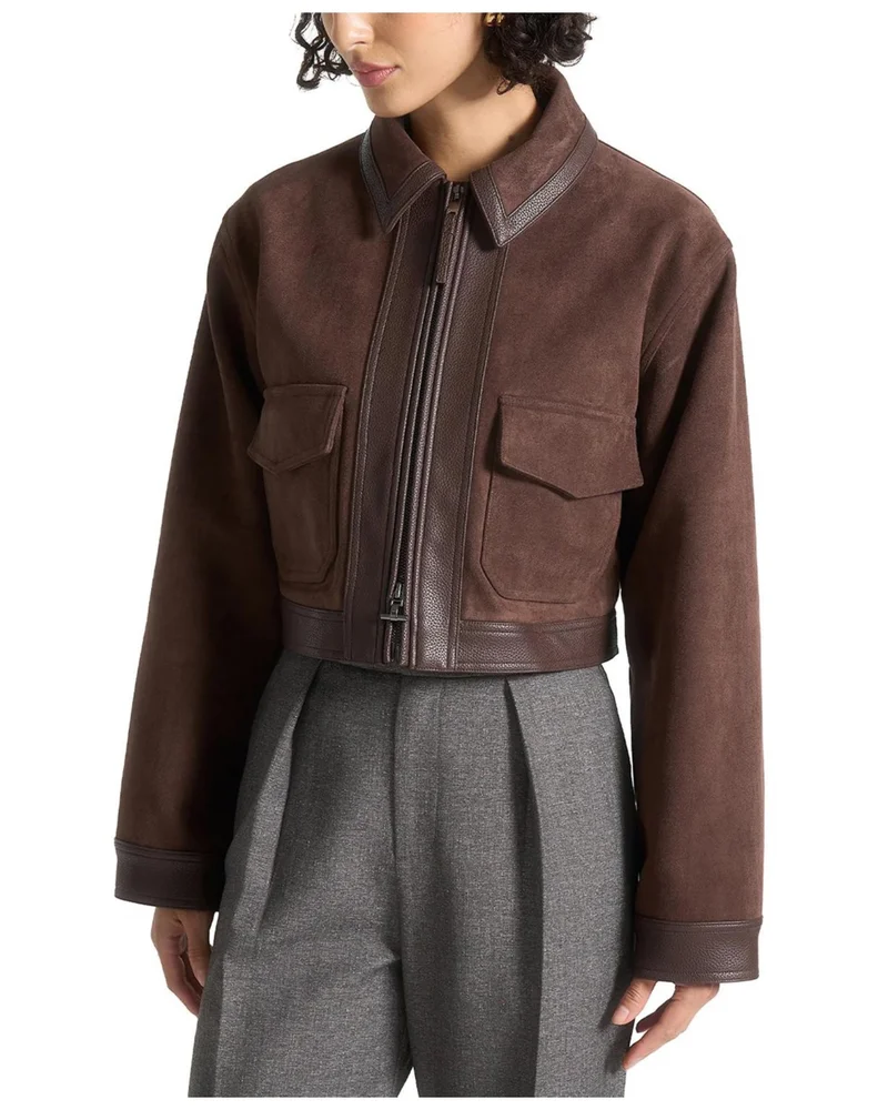 Maniere De Voir Denise Suede & Pebbled Leather Jacket