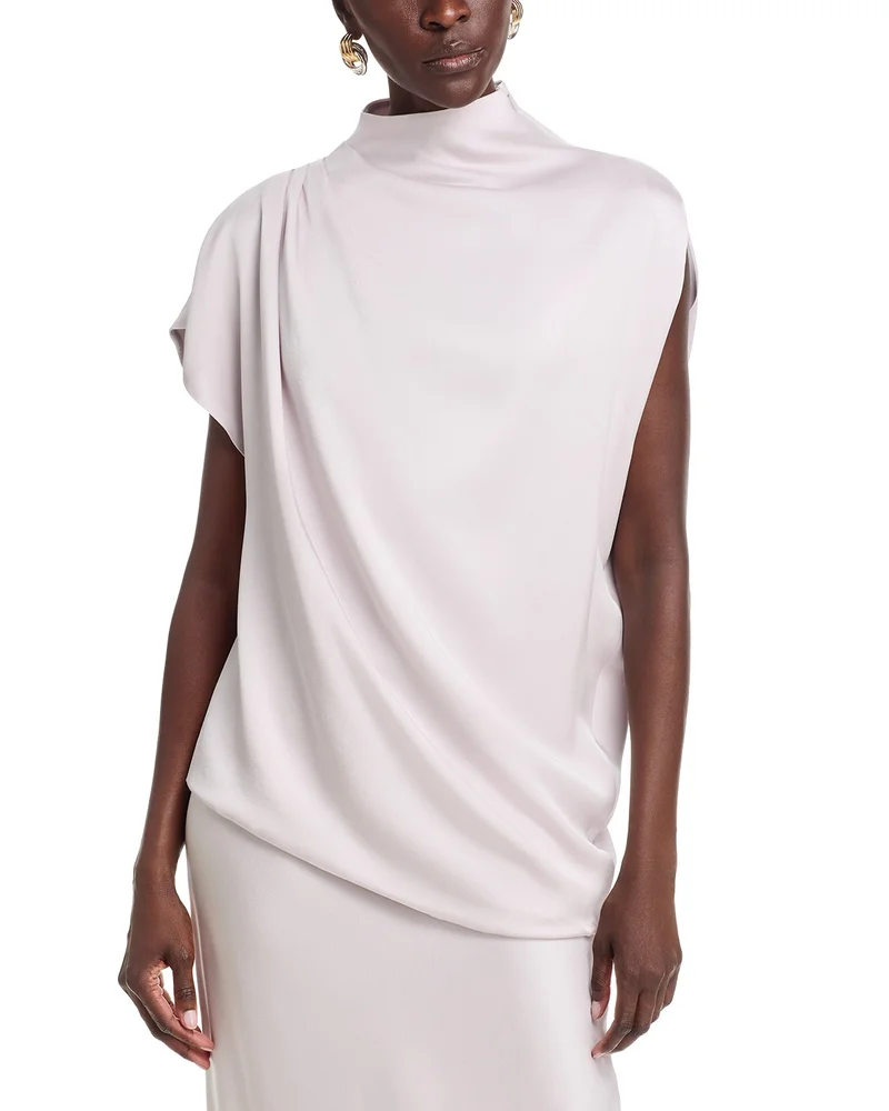 Glossy Enver Satin Draped Top