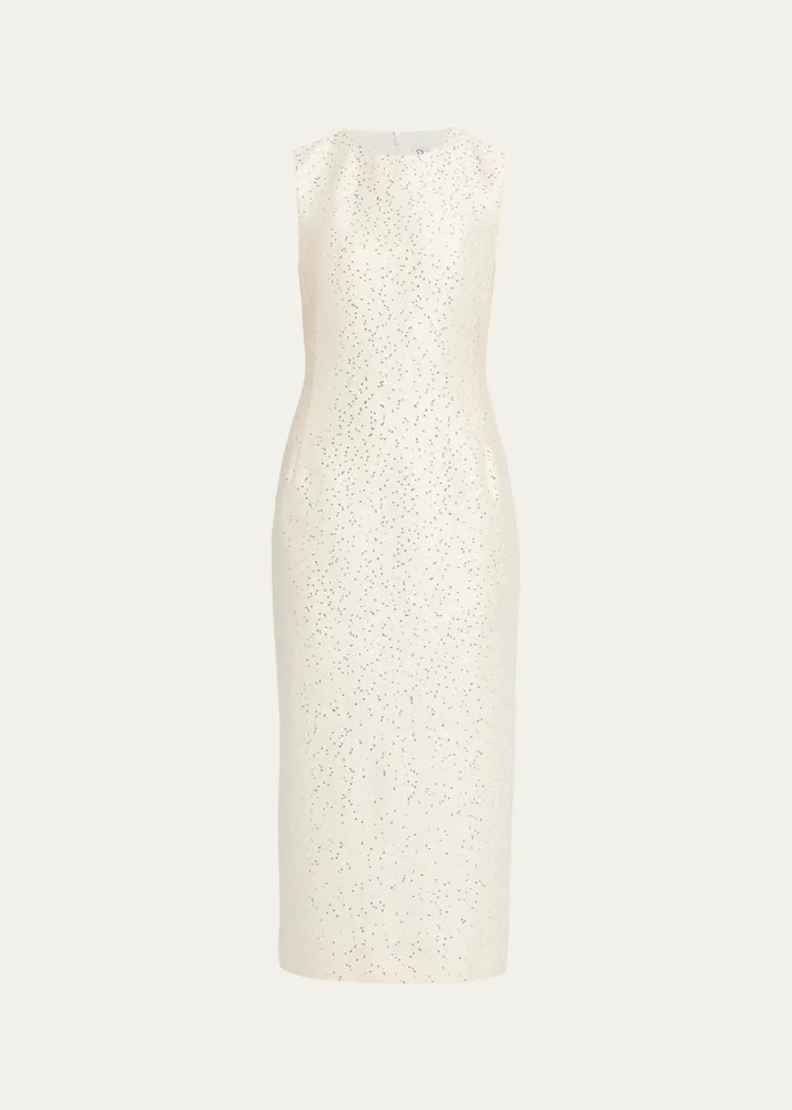 Sleeveless Sequined Wool-Blend Midi Dress