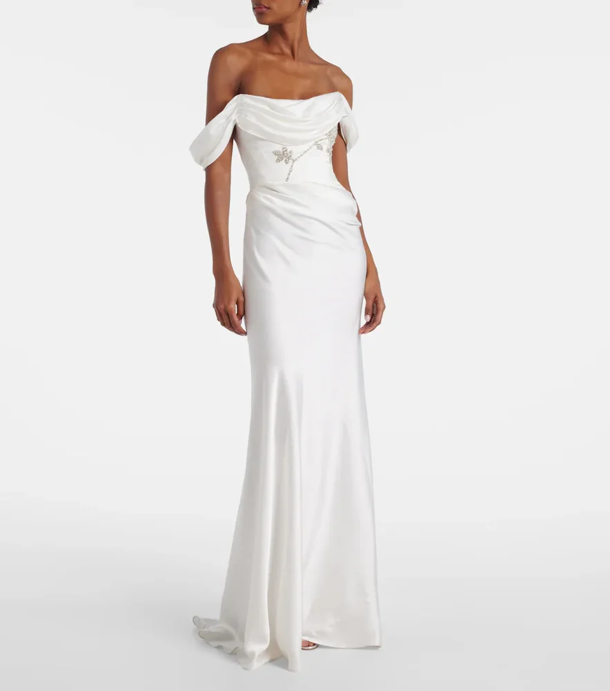 Paloma beaded satin corset gown