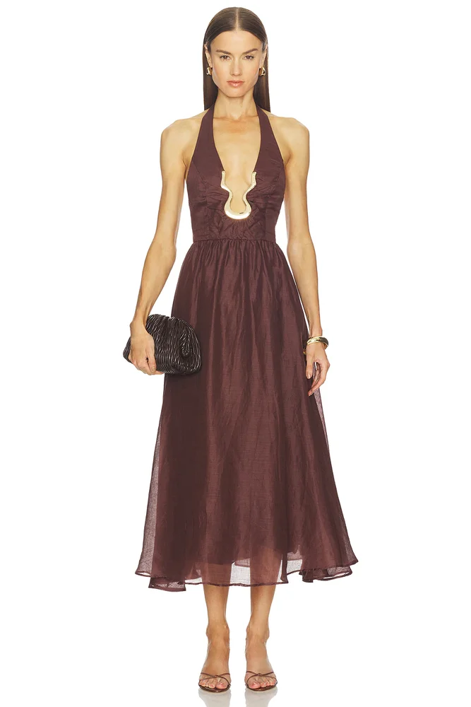 Cavarly Ramie Halter Dress