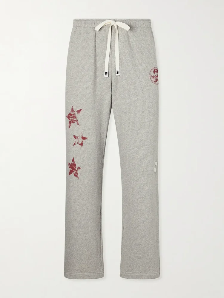 Youth Enrichment Wide-Leg Logo-Print Distressed Cotton Sweatpants