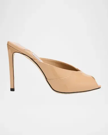 100mm Brigitte Patent Leather Mule Pumps