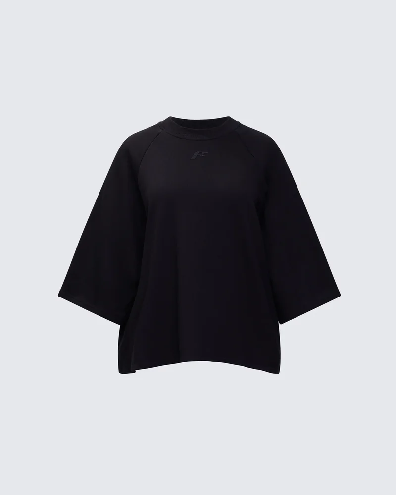 Mabelle Black Oversized Raglan Top
