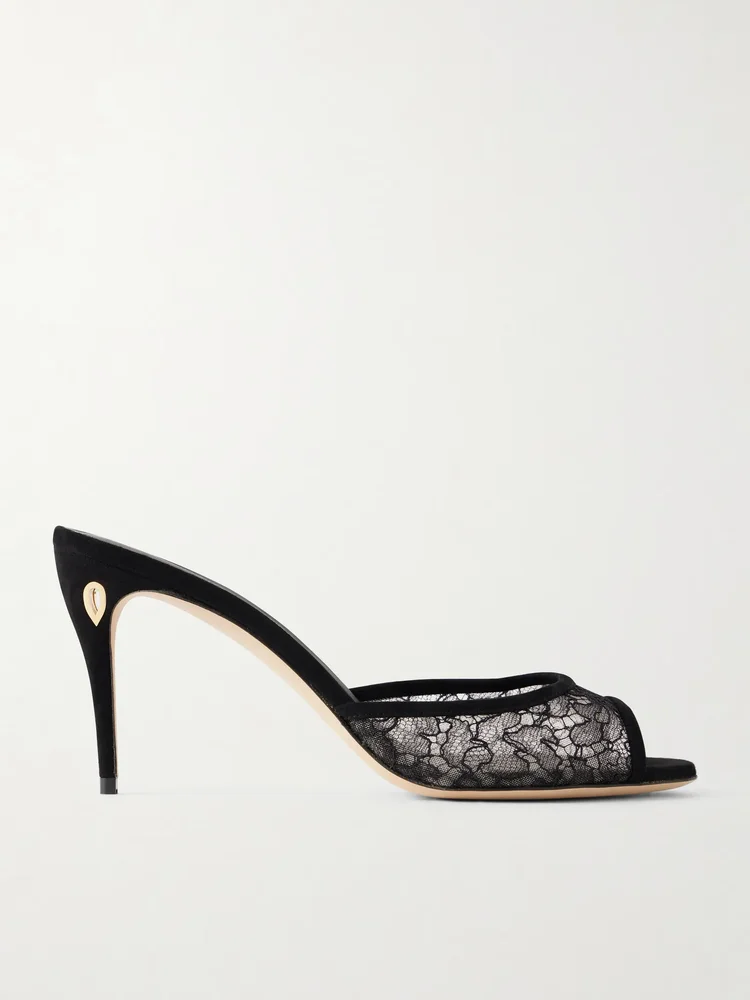 Guido 85 suede-trimmed lace sandals