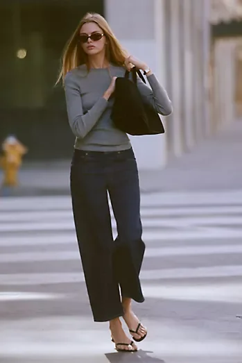 FRAME Le Slim Palazzo High-Rise Crop Wide Leg Jeans