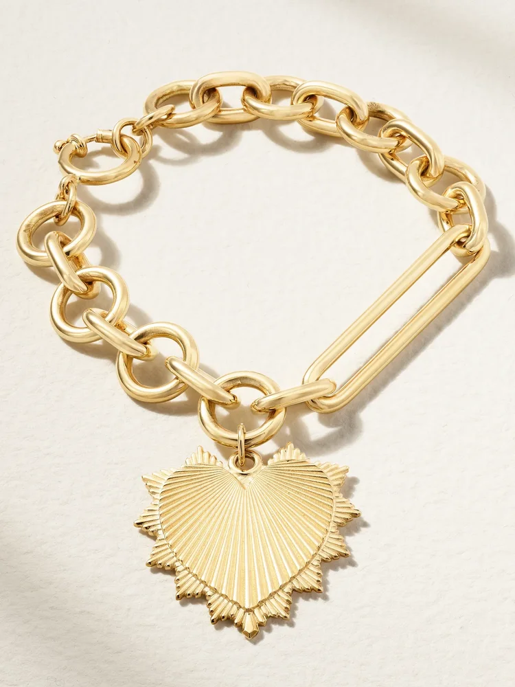 Heart Mixed Oversized Clip 18-karat gold bracelet