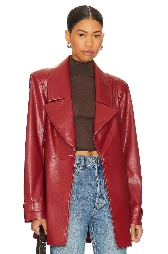 Bordeaux Faux Leather Blazer