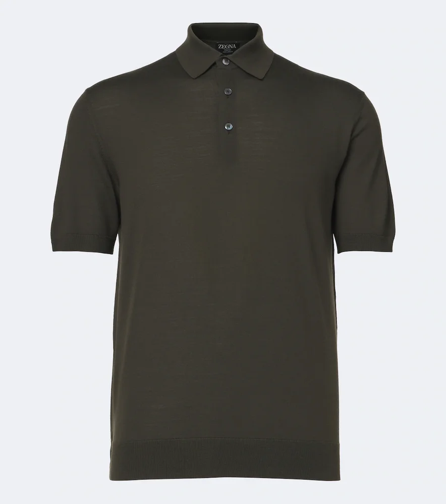 Wool piqué polo shirt