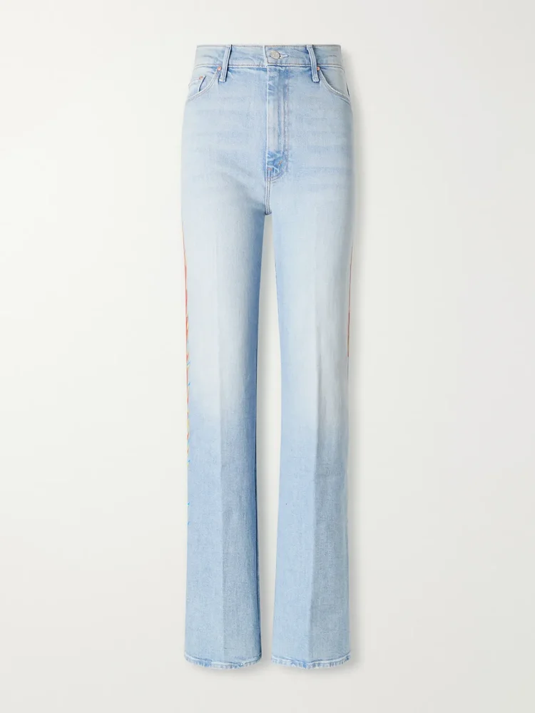 The Saloon Sneak printed high-waist wide-leg jeans