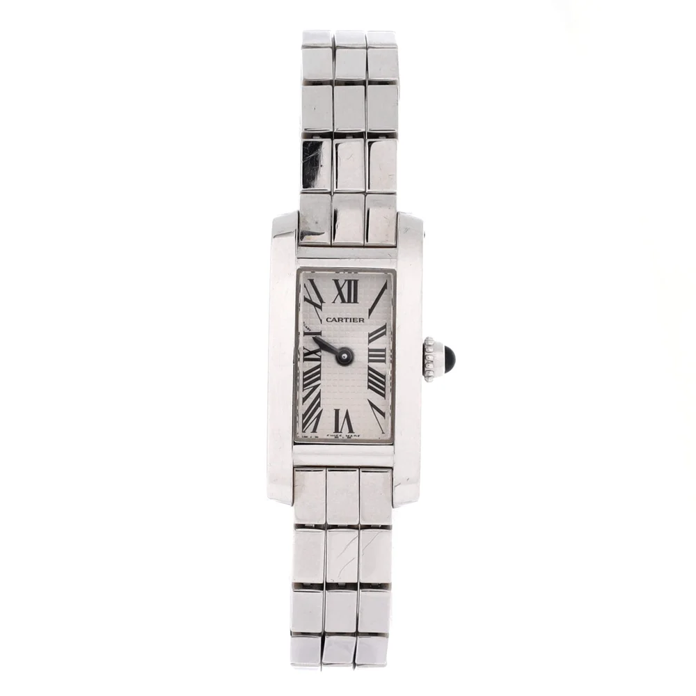 Pre-Owned Tank Allongee Laniere Quartz Watch White Gold 14