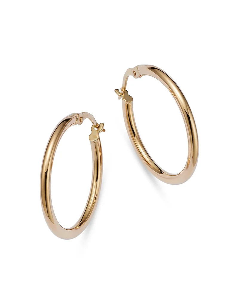18 K Yellow Gold Round Hoop Earrings