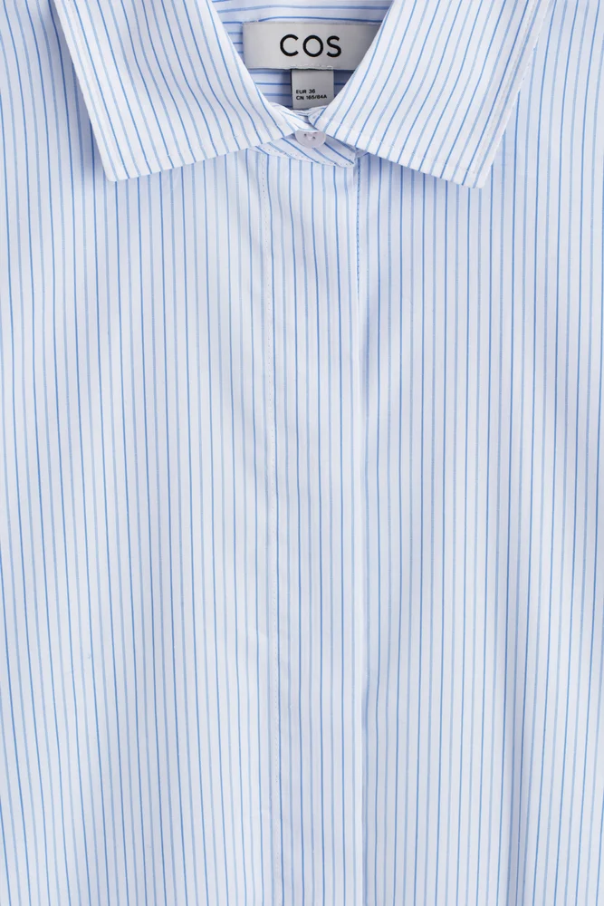 COS Cutaway-Collar Striped Cotton-Blend Shirt