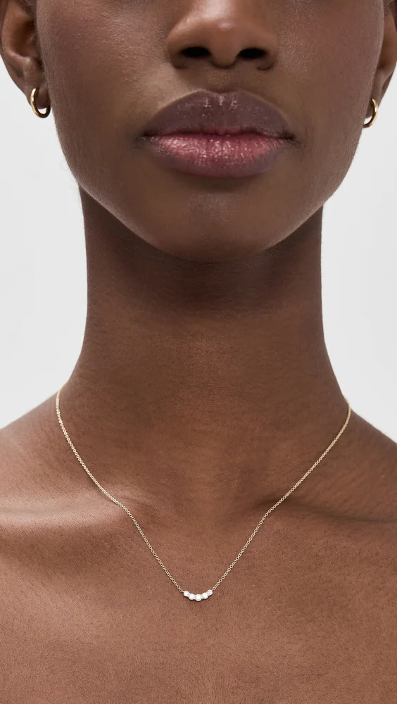 14k Gold Graduated Diamond Arc Necklace