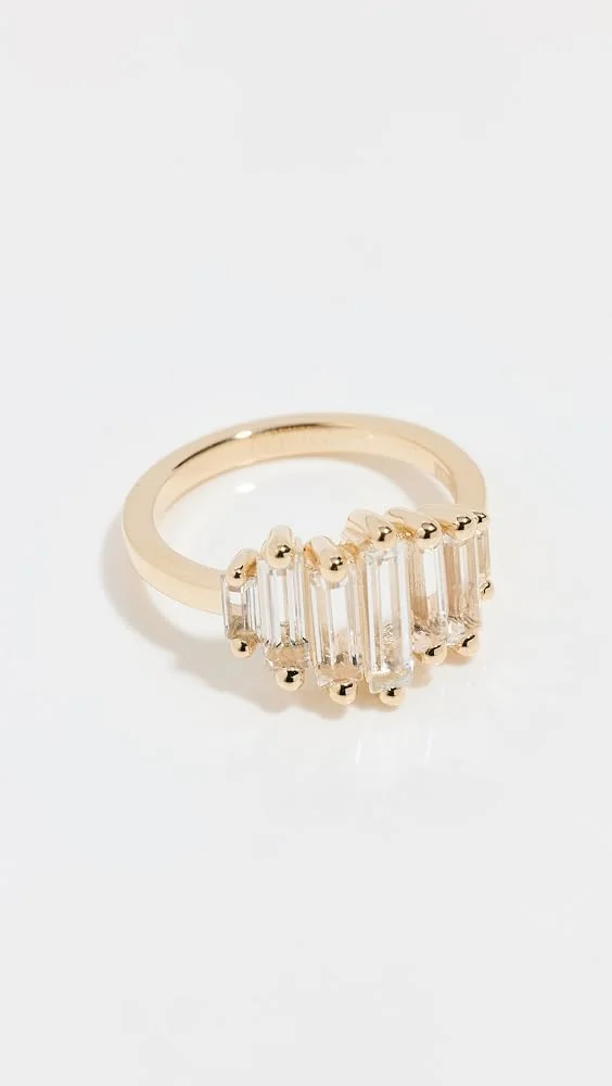 14k Yellow Gold White Topaz Ring