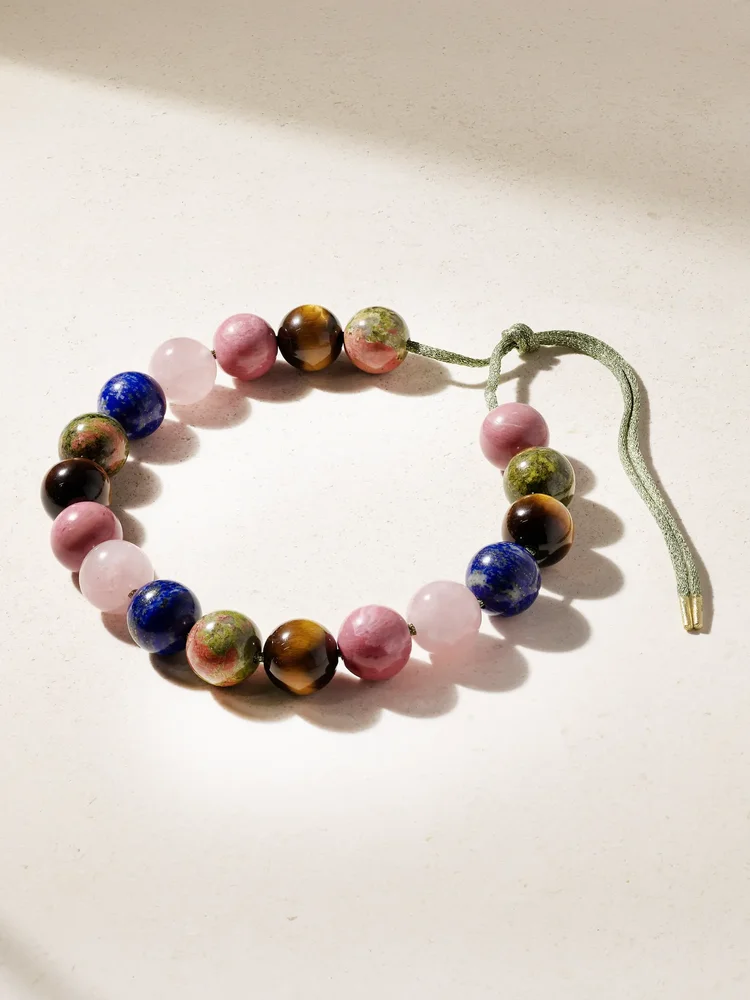 Alphabet Downtown 18-karat gold, multi-stone and Lurex necklace