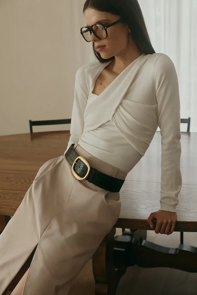 Kaylen - Knit Long Sleeve Top - Ivory