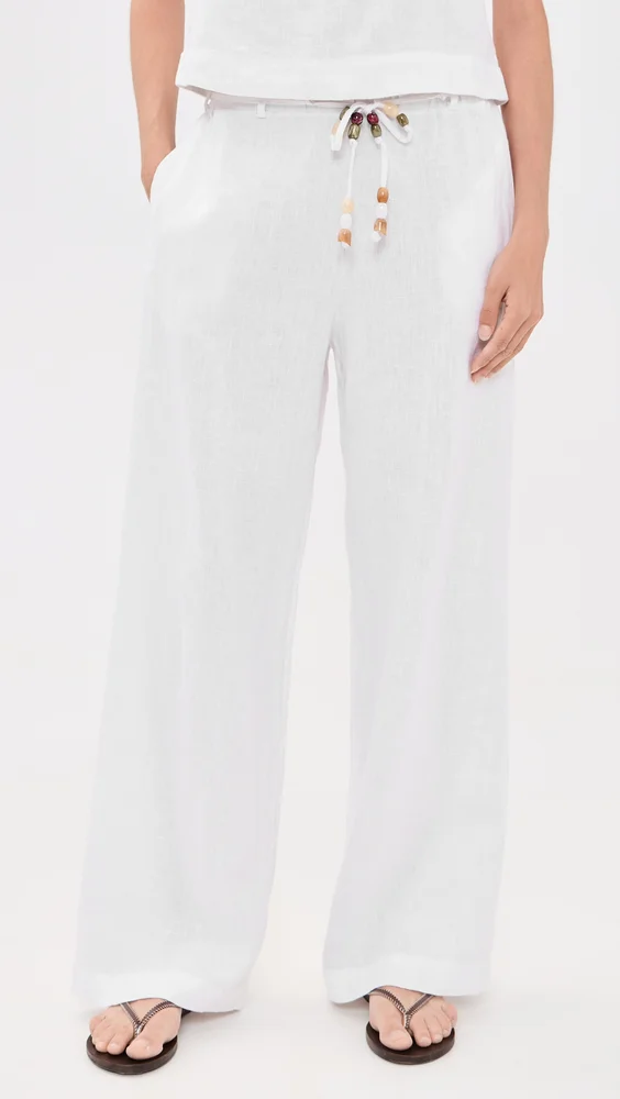 Beaded Belt Linen Pants