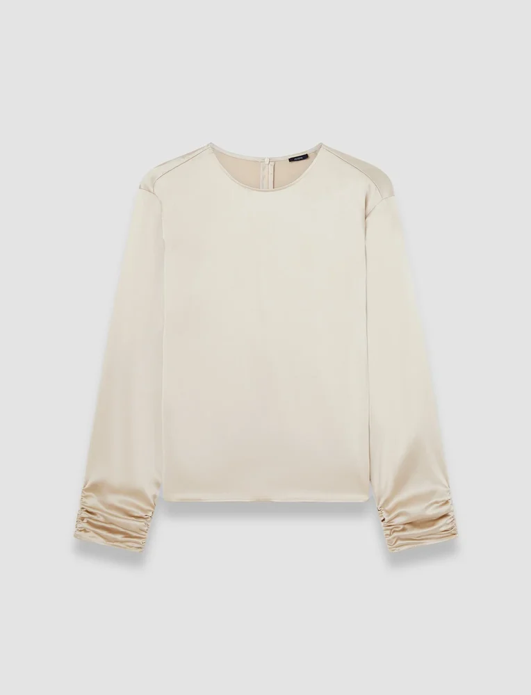Anna Ruched Silk Satin Blouse