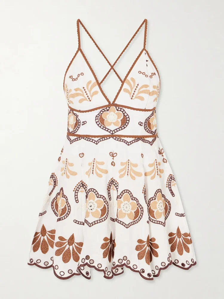Jela broderie anglaise cotton-blend mini dress