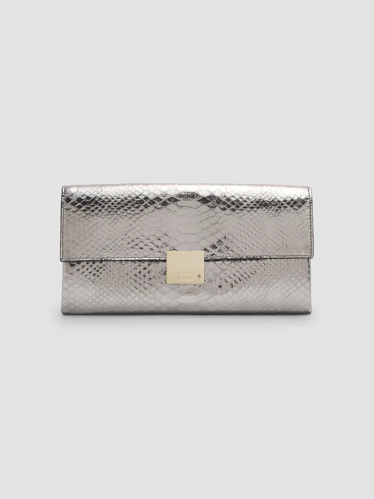 Jean Python-Embossed Leather Clutch