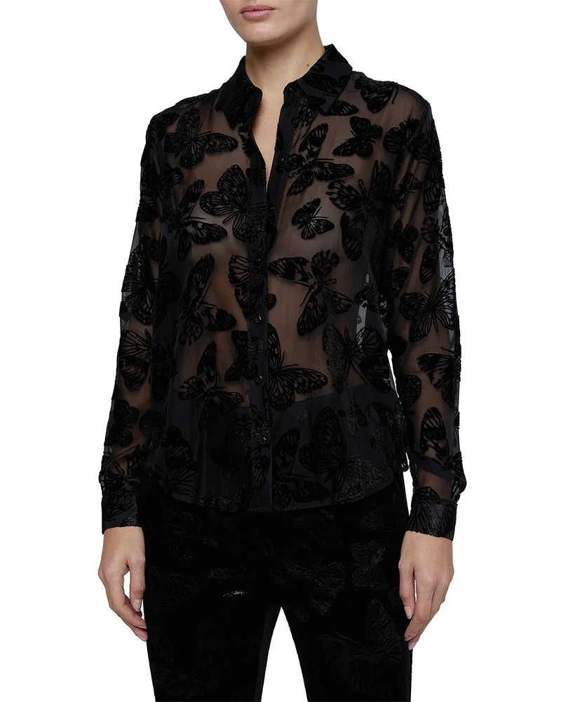 Laurent Velvet Butterfly Lace Blouse