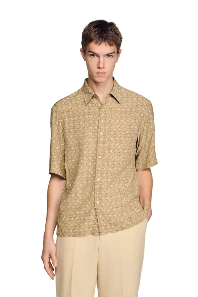 Link print loose-fit shirt