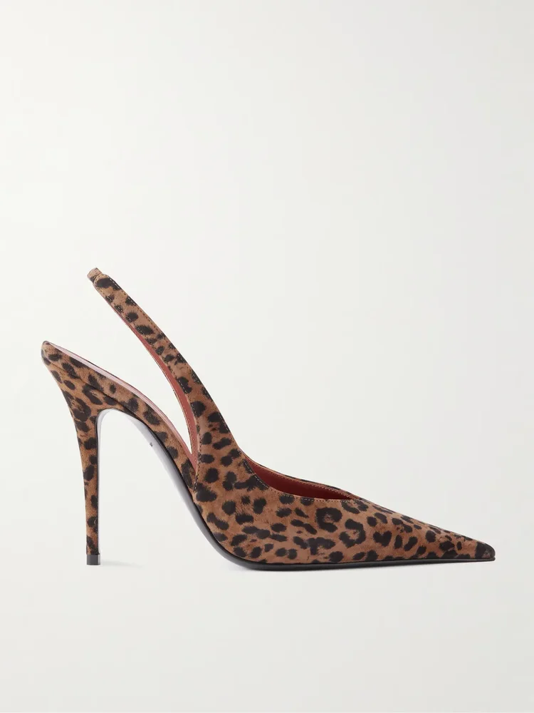 Anok leopard-print suede slingback pumps