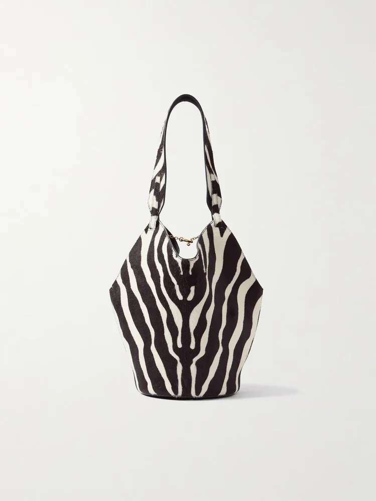 Lotus mini zebra-print calf hair and suede tote