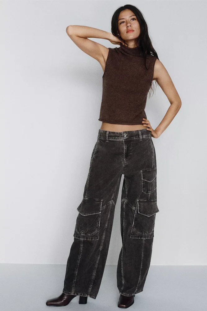 Aero Corduroy Wide-Leg Cargo Pants