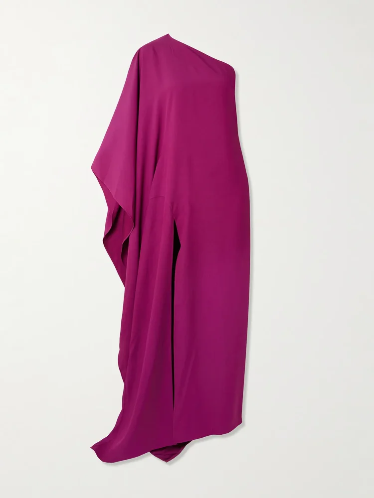 Paloma scarf-detailed one-shoulder satin-crepe maxi dress
