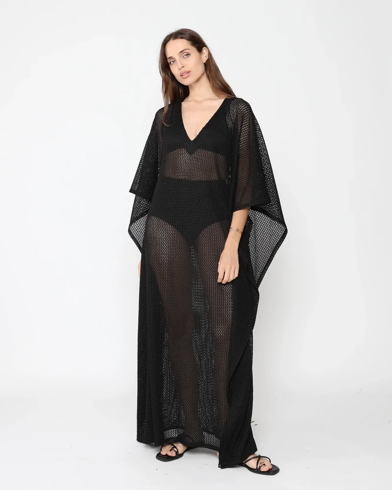 Black Fishnet Caftan