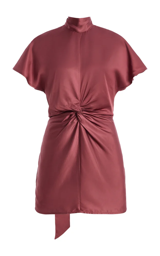 Twist Scarf Satin Mini Dress