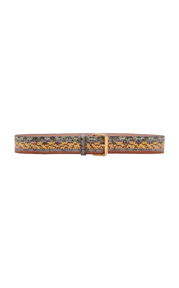 Snakeskin-Effect Leather Belt