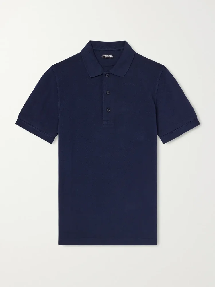 Slim-Fit Lyocell and Cotton-Blend Piqué Polo Shirt