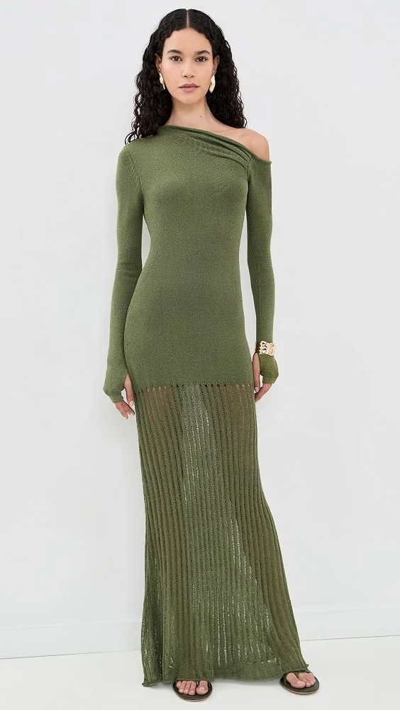 Greta One Shoulder Knit Maxi Dress