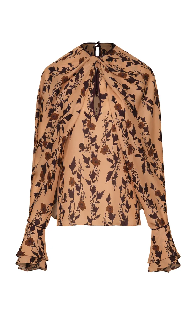 Untamed Bloom Draped Silk Top