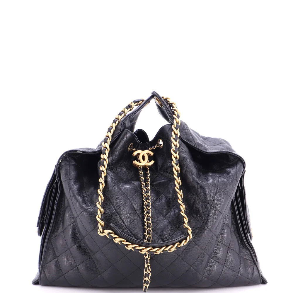 Pre-Owned 25 Hobo Bag Quilted Caviar Medium in Black, Aged Gold Hardware