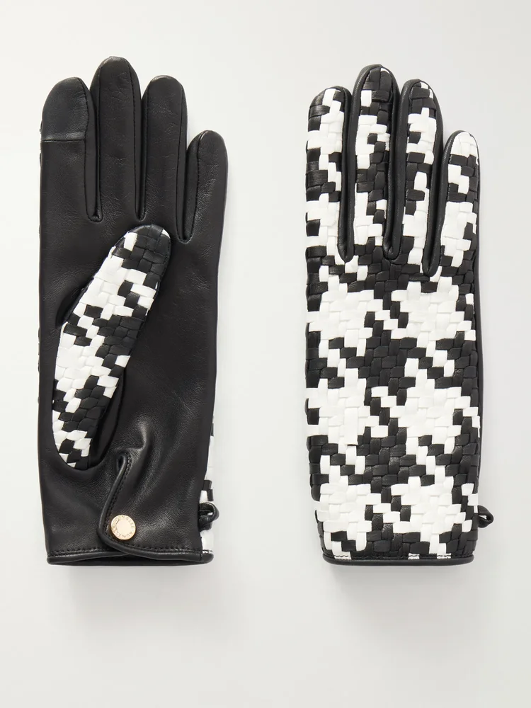 Coquettine houndstooth leather gloves