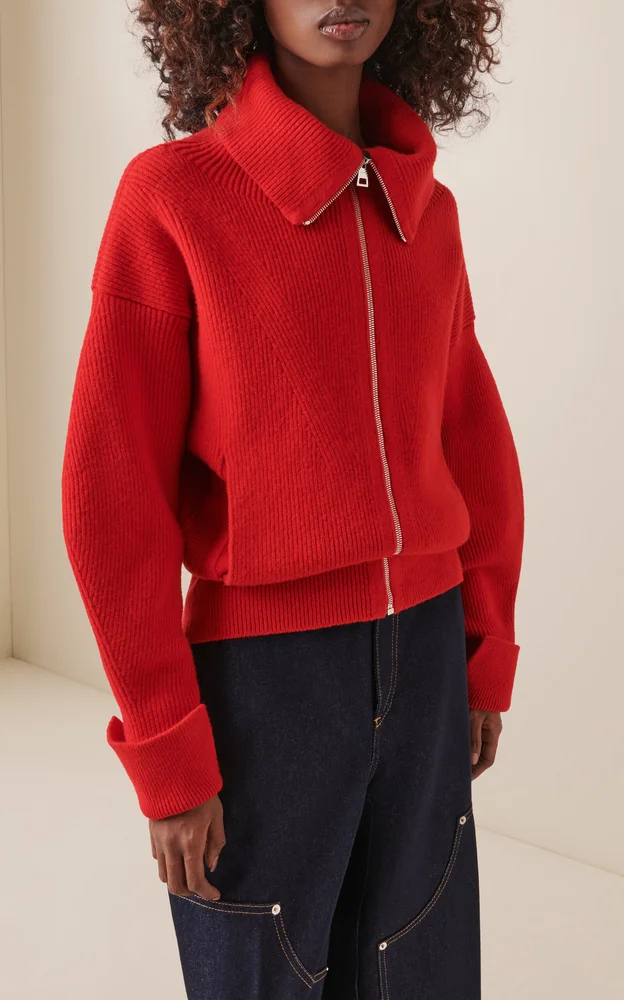 High Neck Knit Cardigan