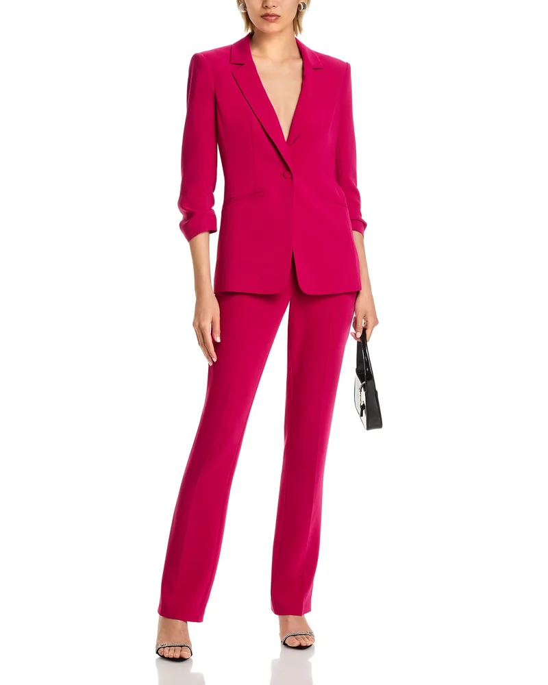 Khloe Ruched-Cuff Blazer & Kerry Slim Straight Leg Pants