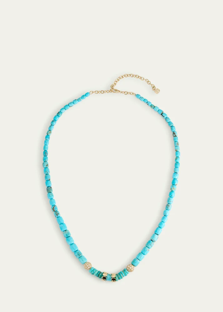 Turquoise Barrels Rondelle Necklace