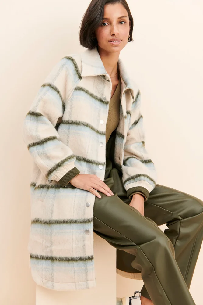 Bagatelle Plaid Wool Blend Shirt Jacket