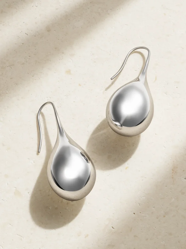 Drop large recycled sterling silver earrings
